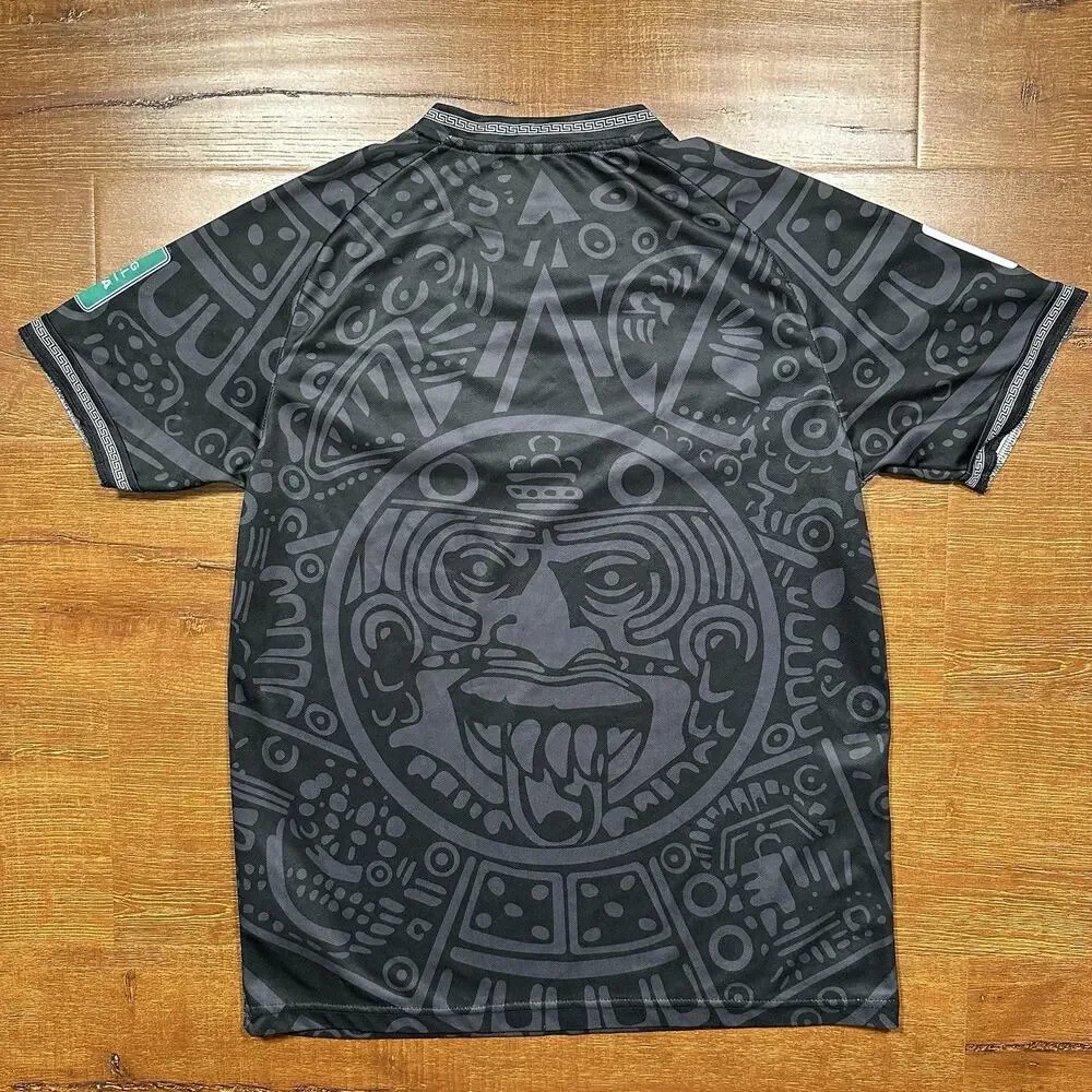 Adidas Mexico 2022 World Cup Soccer Jersey Mens M Black Aztec Sun Stone Rare